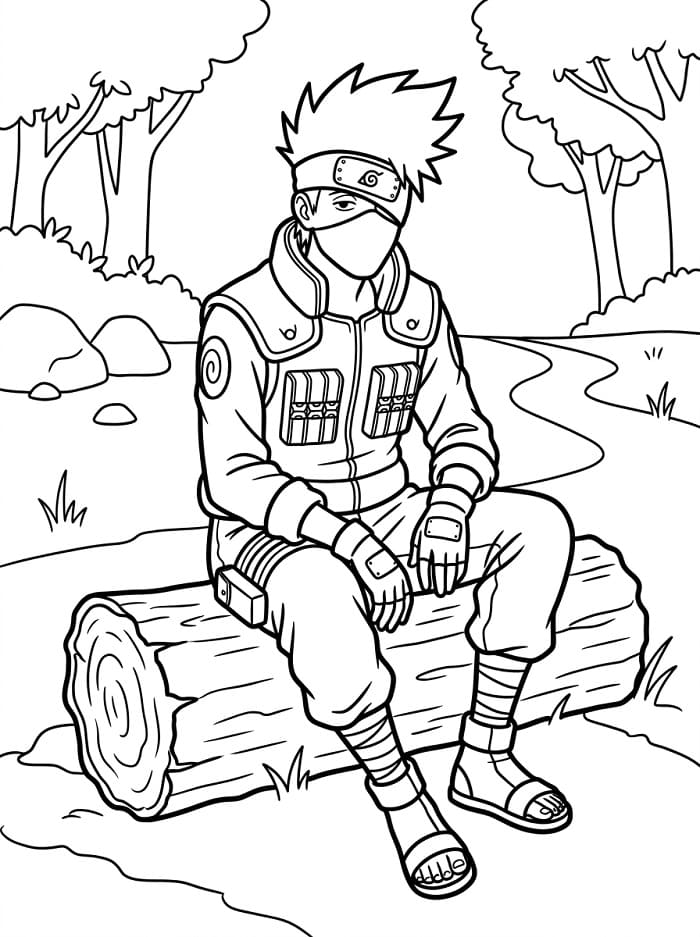 Kakashi sedící omalovánka