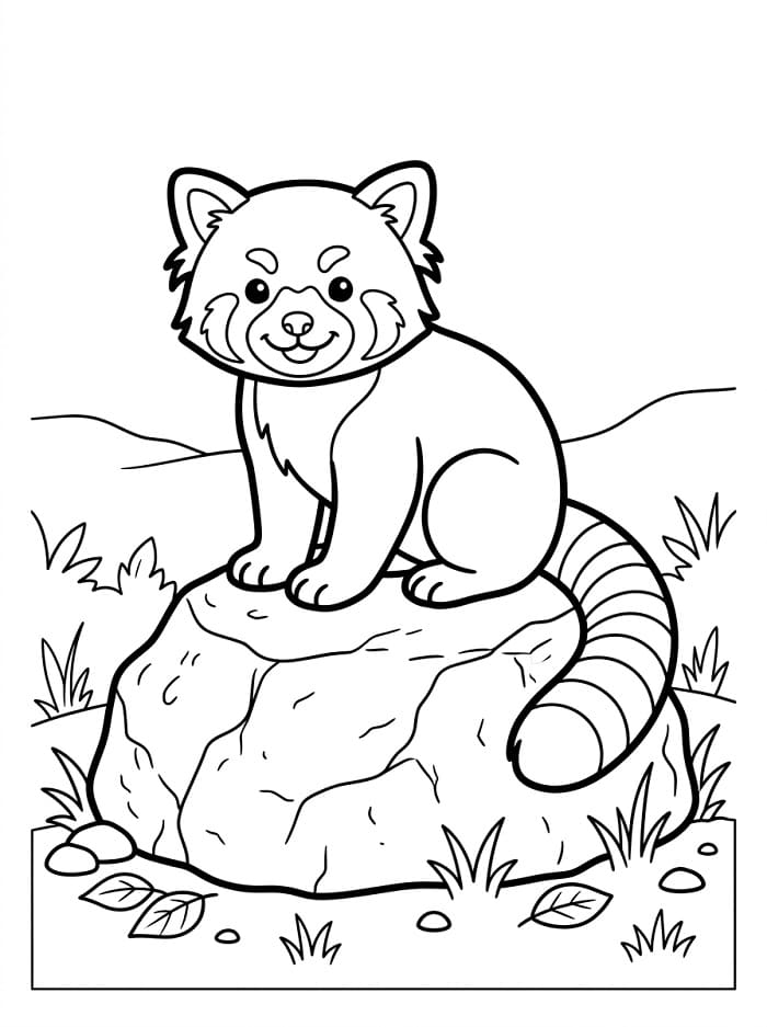 Kreslená panda červená omalovánka