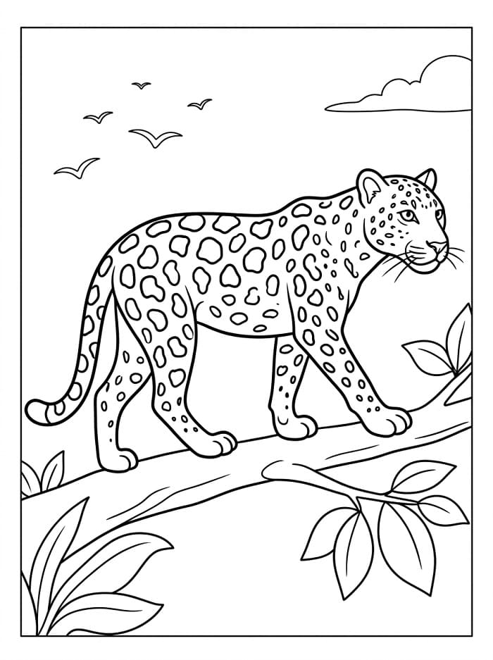 Kreslený Leopard omalovánka