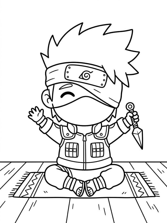 Malý roztomilý Kakashi omalovánka