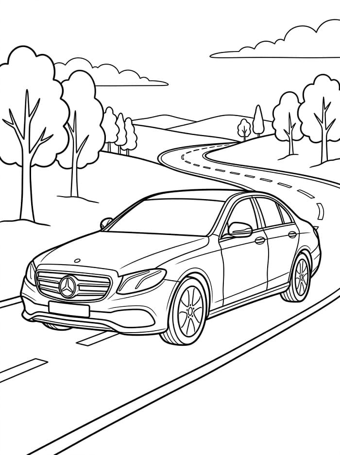 Mercedes k vytištění pro děti omalovánka