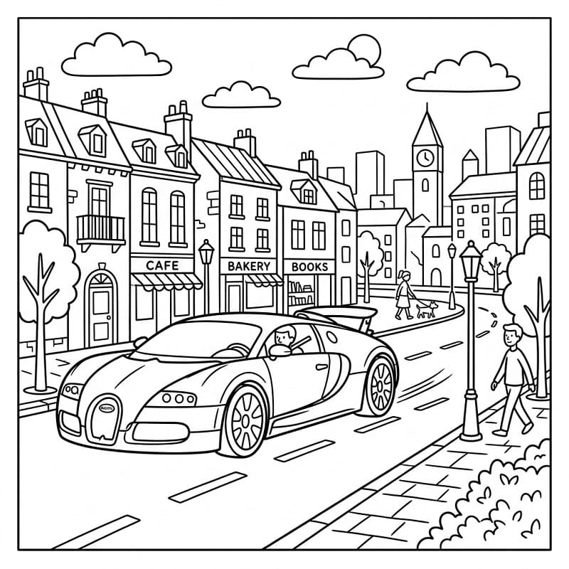 Pěkné auto Bugatti omalovánka