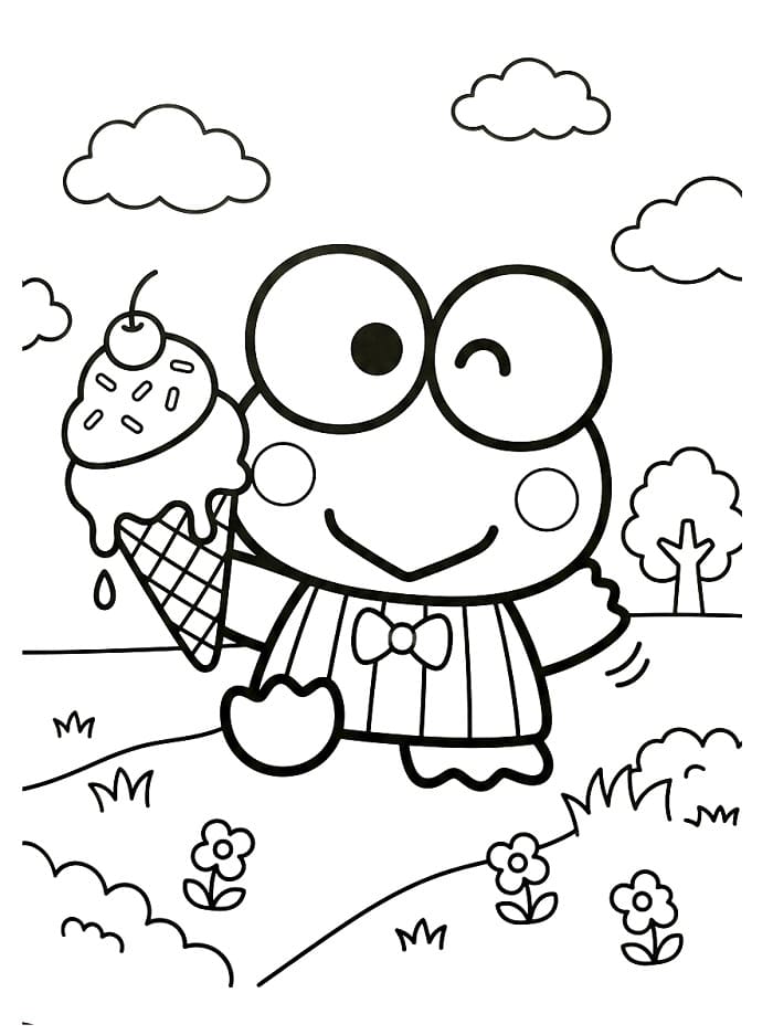 Pěkný Keroppi omalovánka