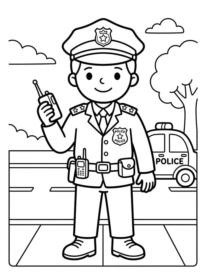 Policie k vytištění pro děti omalovánka