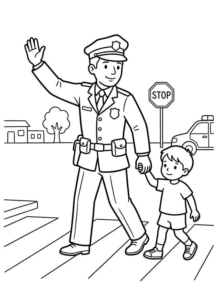 Policie zdarma pro děti omalovánka