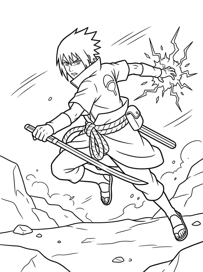 Postava Sasuke z anime Naruto omalovánka
