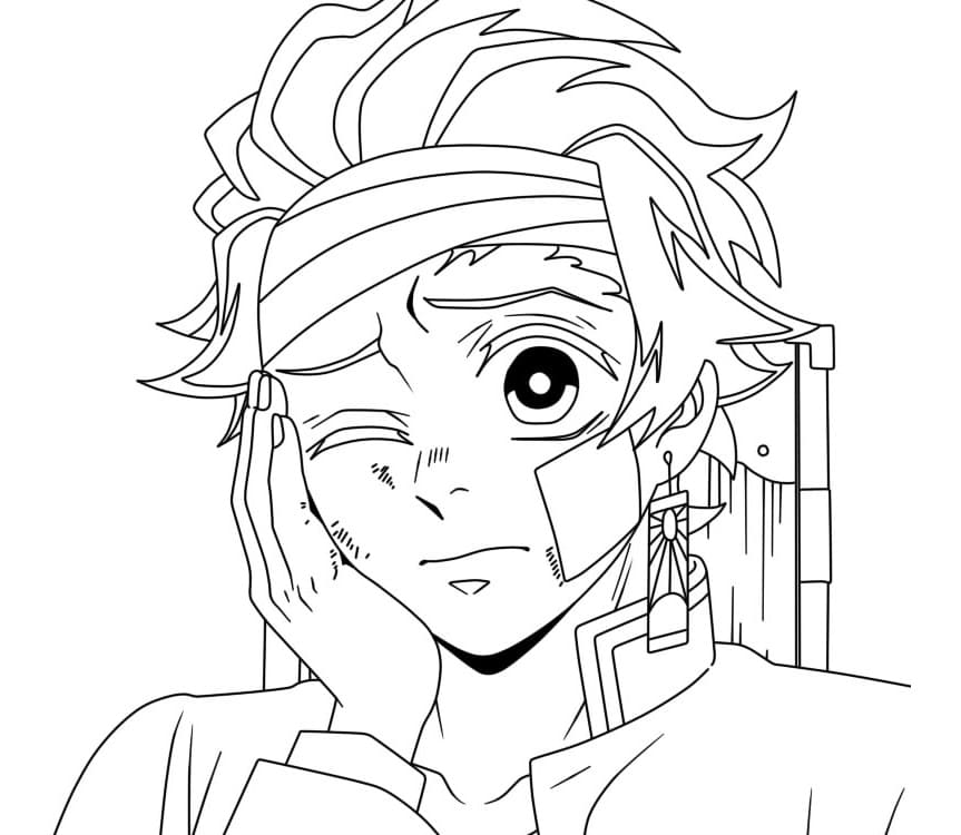 Postava Tanjiro Demon Slayer omalovánka