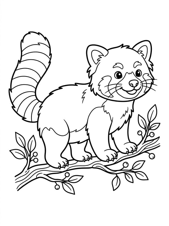 Přátelská panda červená omalovánka