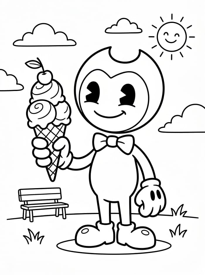 Přátelský Bendy omalovánka
