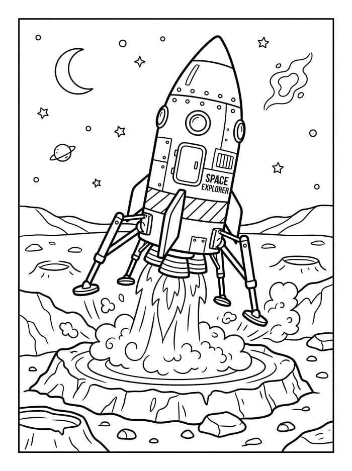 Raketa a planeta omalovánka