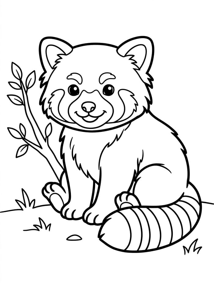 Rozkošná panda červená omalovánka