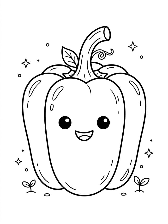 Roztomilá paprika omalovánka