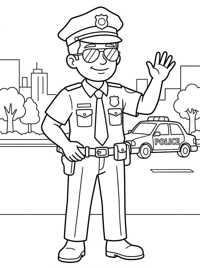Šťastná policie omalovánka