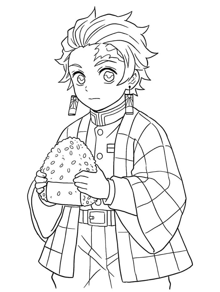 Tanjiro z anime Demon Slayer omalovánka