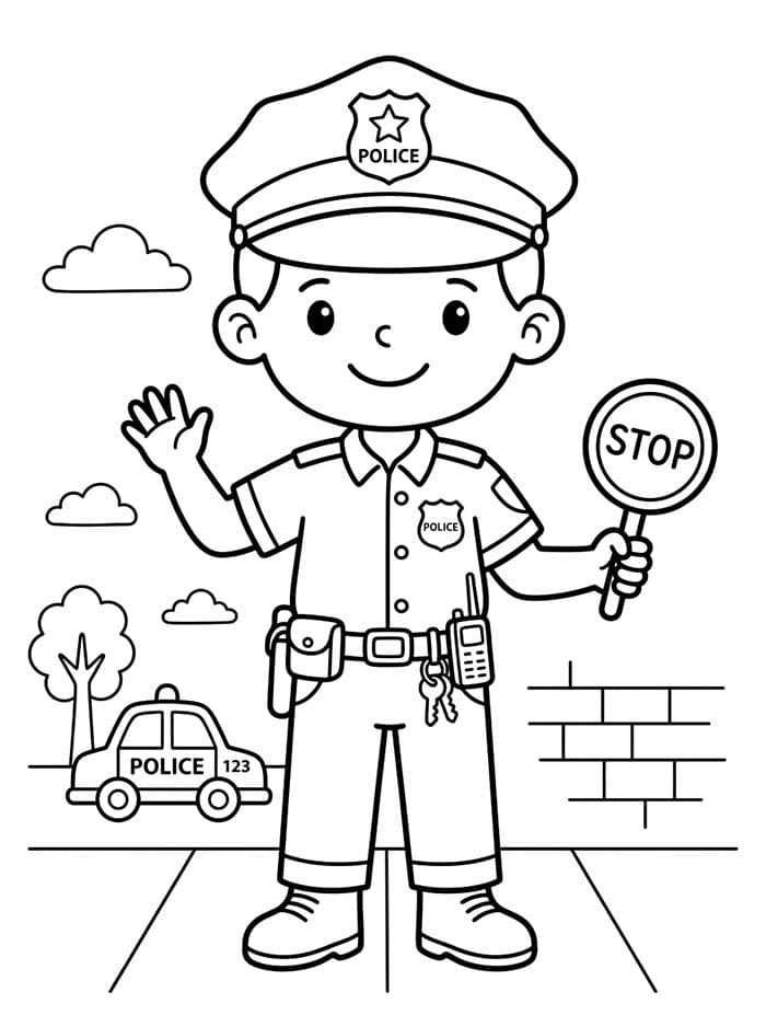 Tisknutelná policie zdarma omalovánka