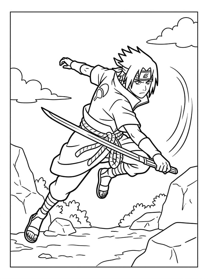 Tisknutelný Sasuke pro děti omalovánka