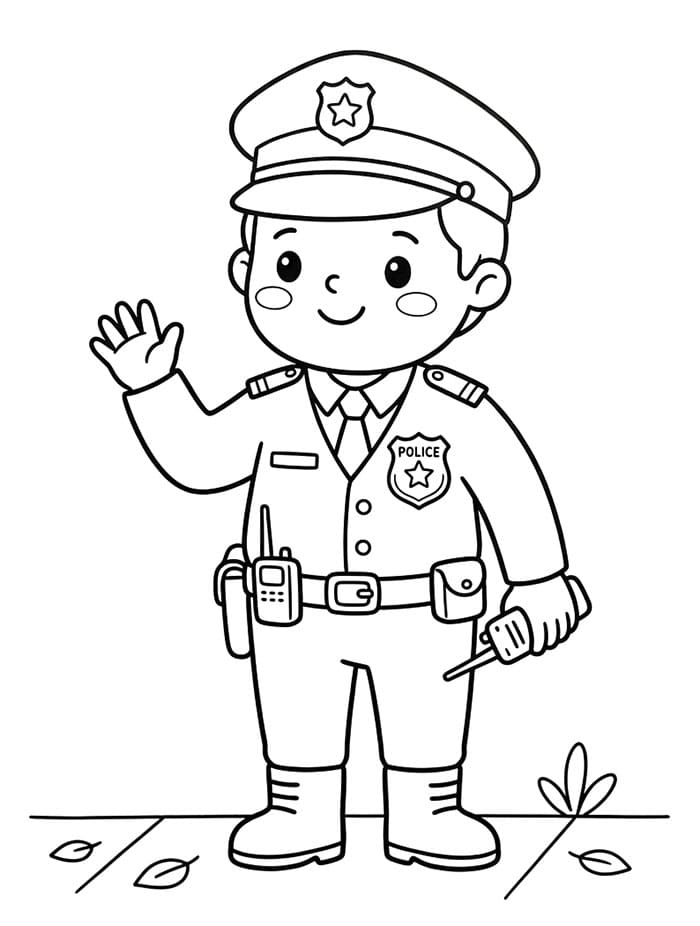 Tisknutelný obrázek policie omalovánka