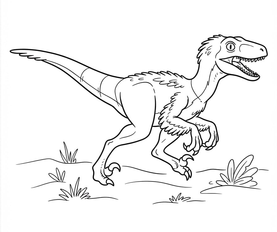Omalovánka Běžící Velociraptor