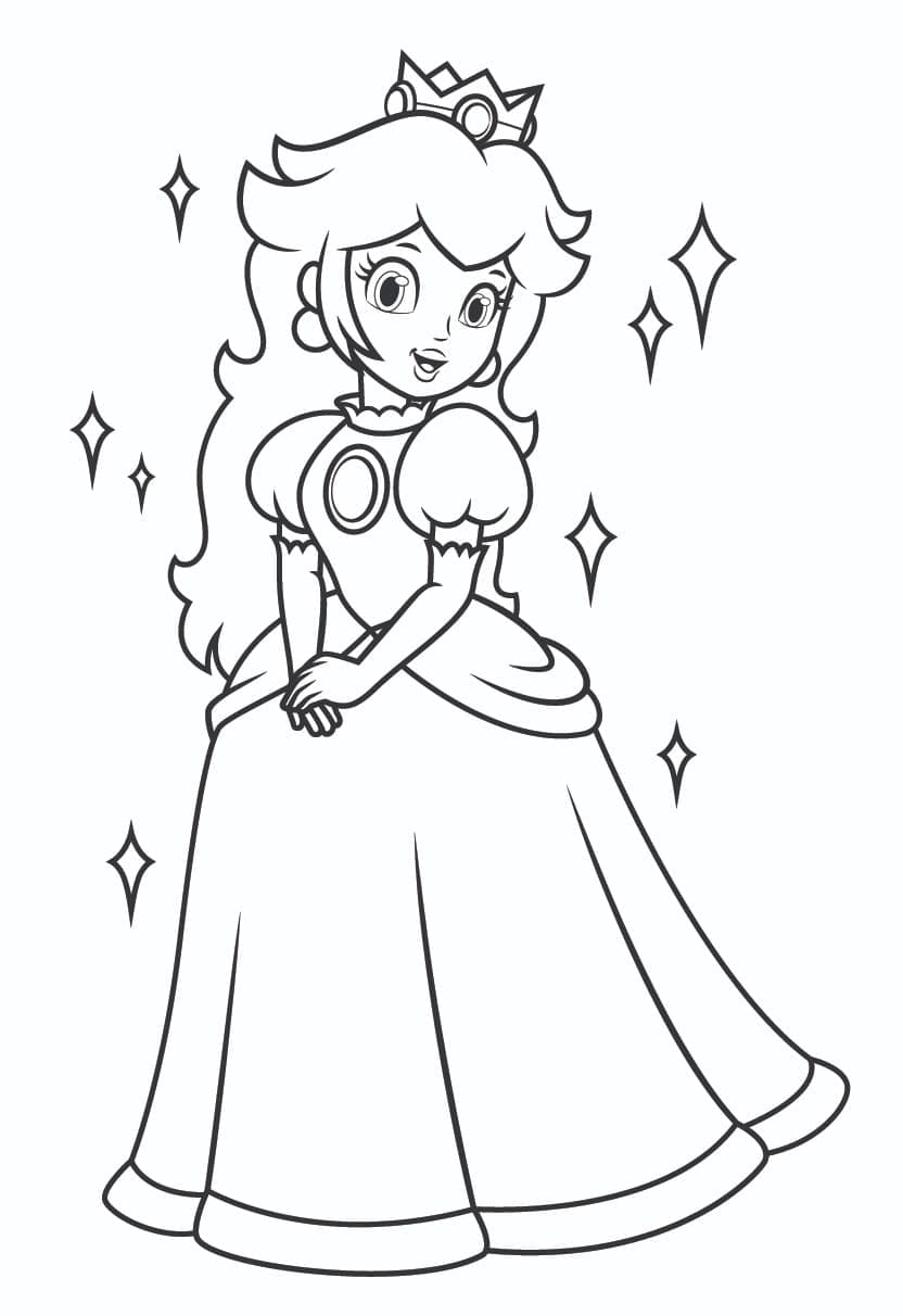 Bezplatná princezna Peach k tisku omalovánka