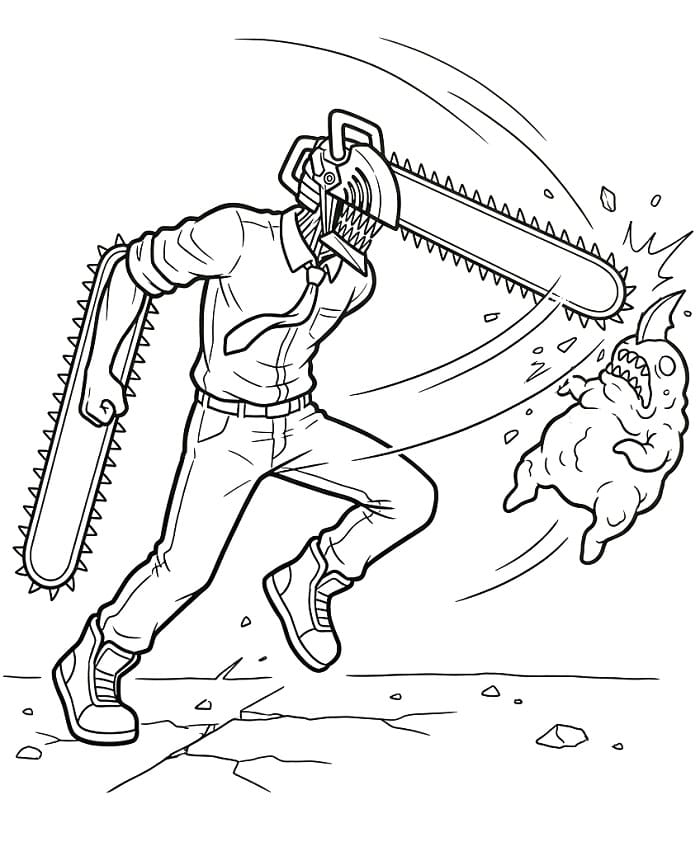 Bezplatný Chainsaw Man pro děti omalovánka