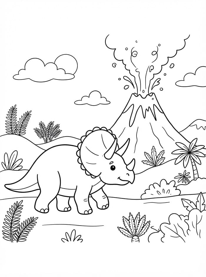 Bezplatný Triceratops k vytištění omalovánka