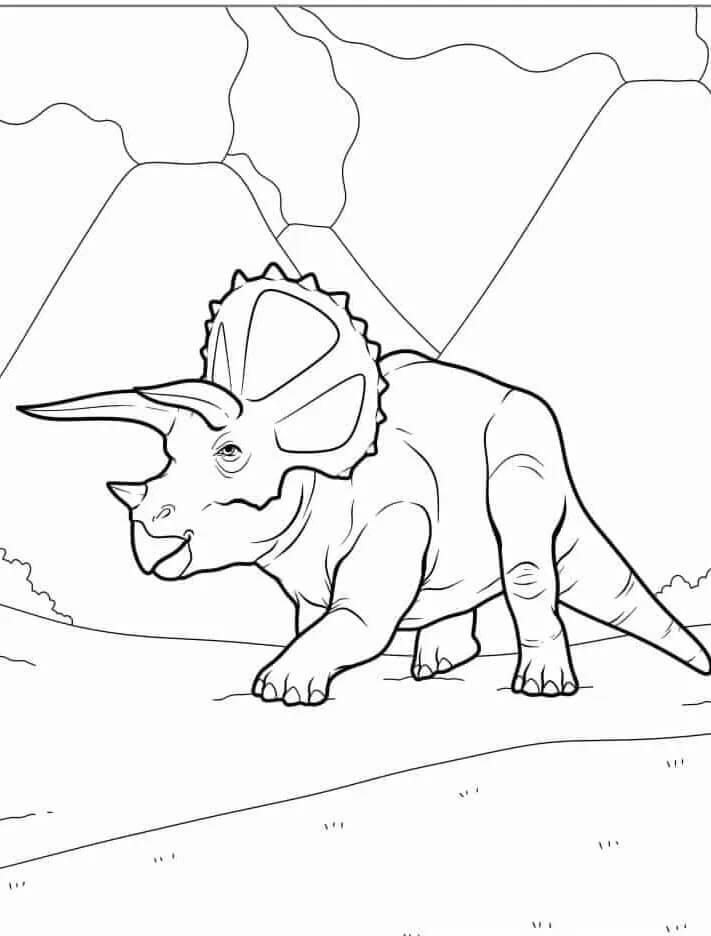 Bezplatný Triceratops pro děti omalovánka