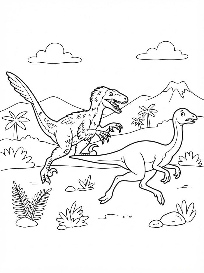 Bezplatný Velociraptor omalovánka