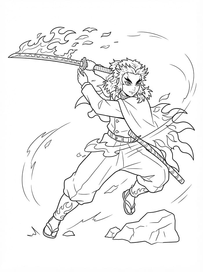Demon Slayer Kyojuro Rengoku omalovánka