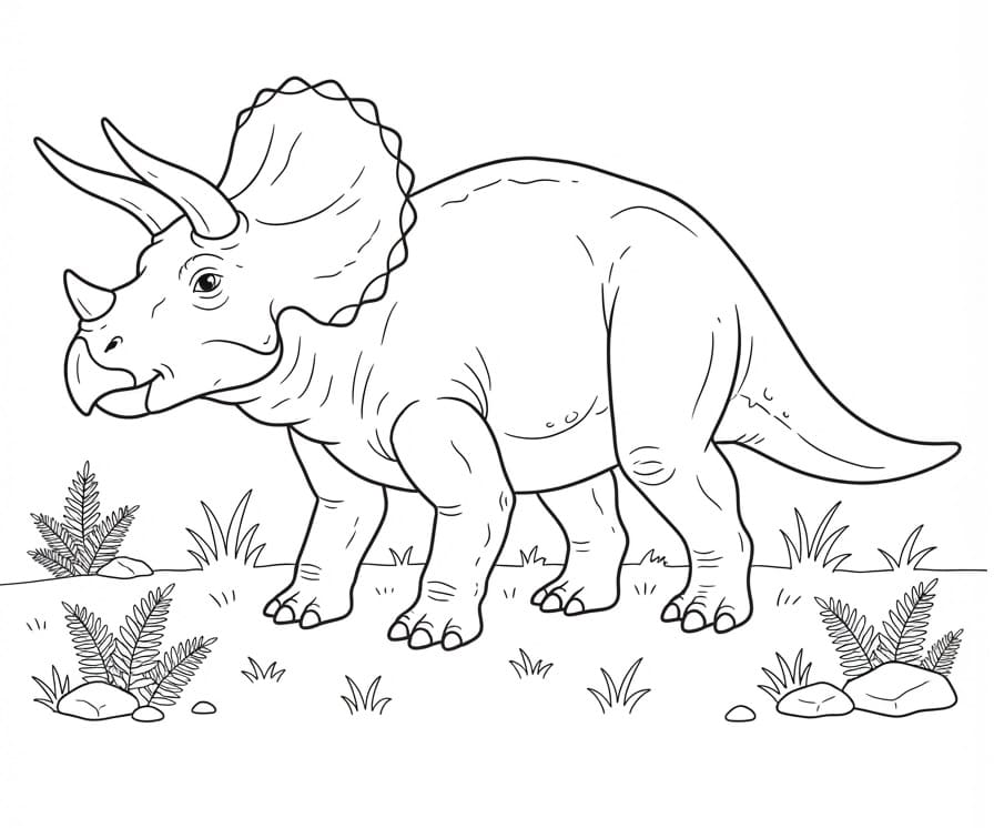 Dinosaurus Triceratops omalovánka