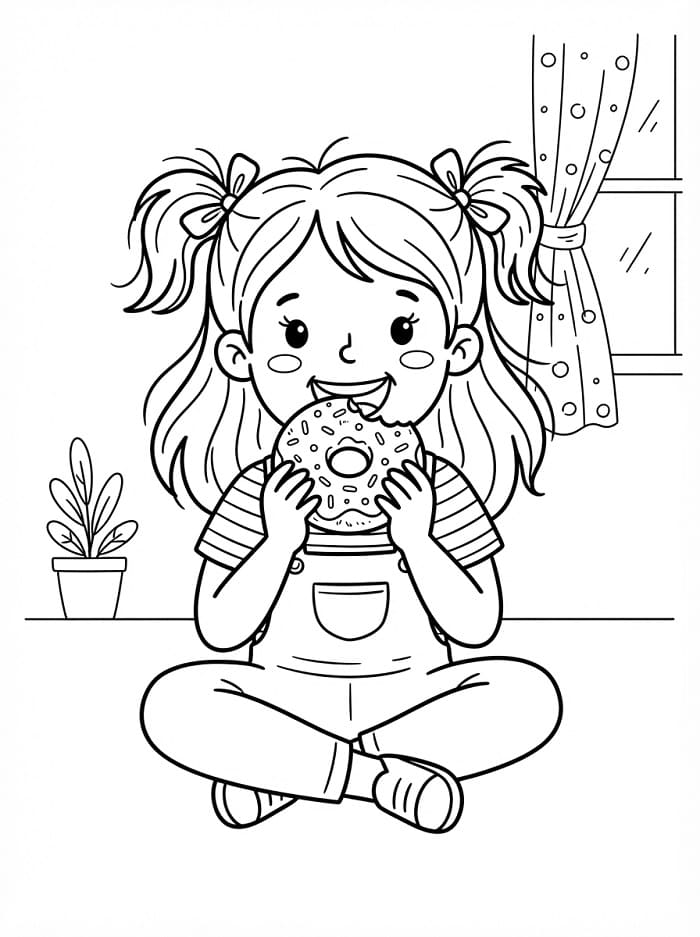 Omalovánka Dívka a donut