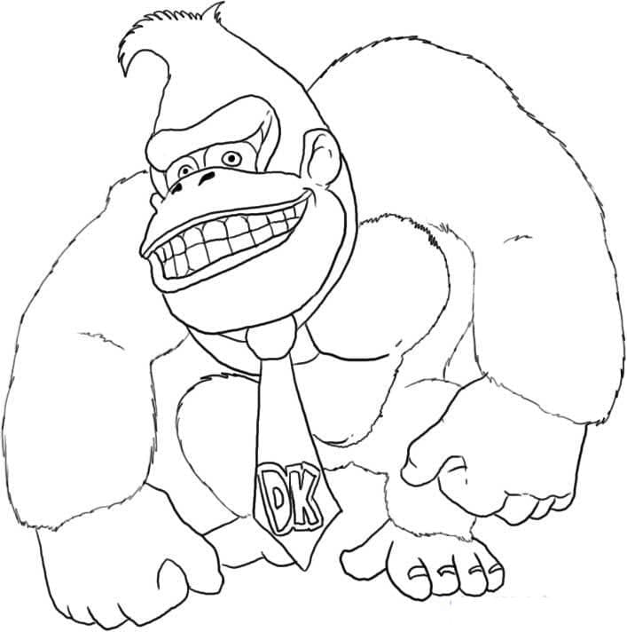 Donkey Kong k vytištění pro děti omalovánka
