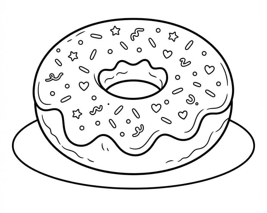 Omalovánka Donut na talíři
