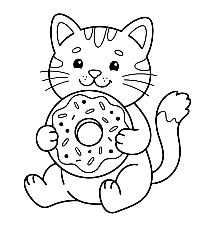 Omalovánka Kočka a donut