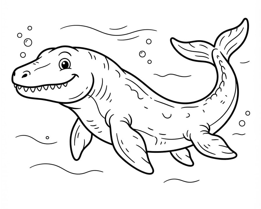 Kreslený Mosasaurus omalovánka