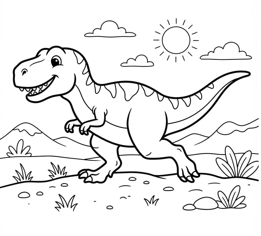 Kreslený T-Rex omalovánka