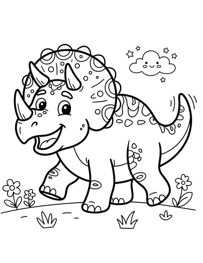 Kreslený Triceratops omalovánka
