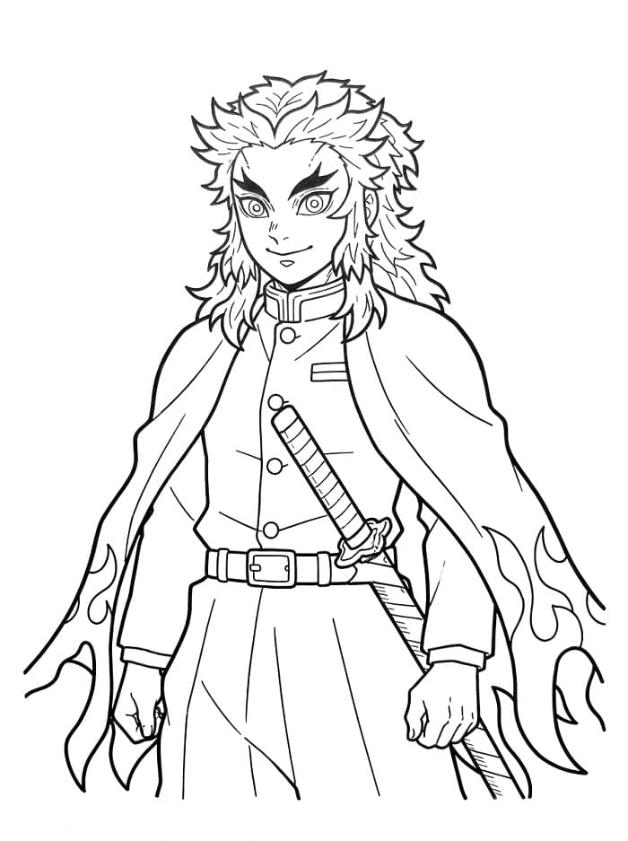 Kyojuro Rengoku zdarma omalovánka