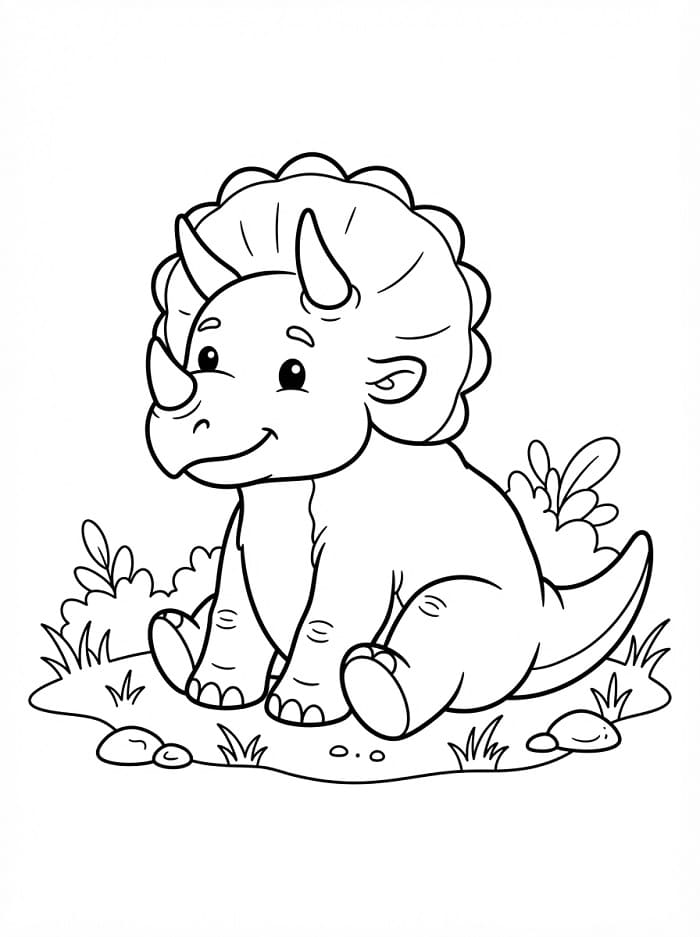 Malý Triceratops omalovánka