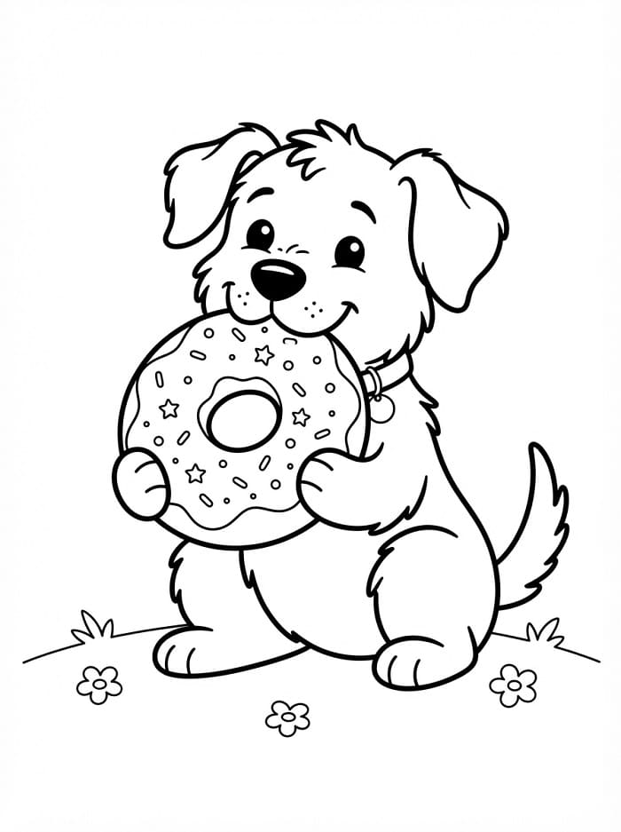Malý pes a donut omalovánka
