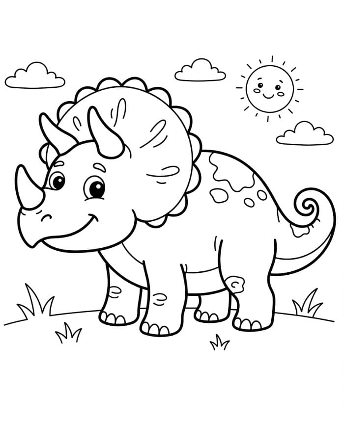 Malý roztomilý Triceratops omalovánka