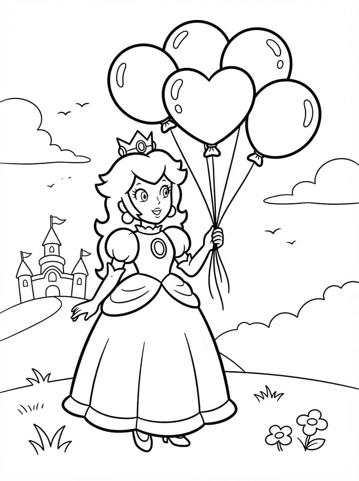 Nádherná princezna Peach omalovánka