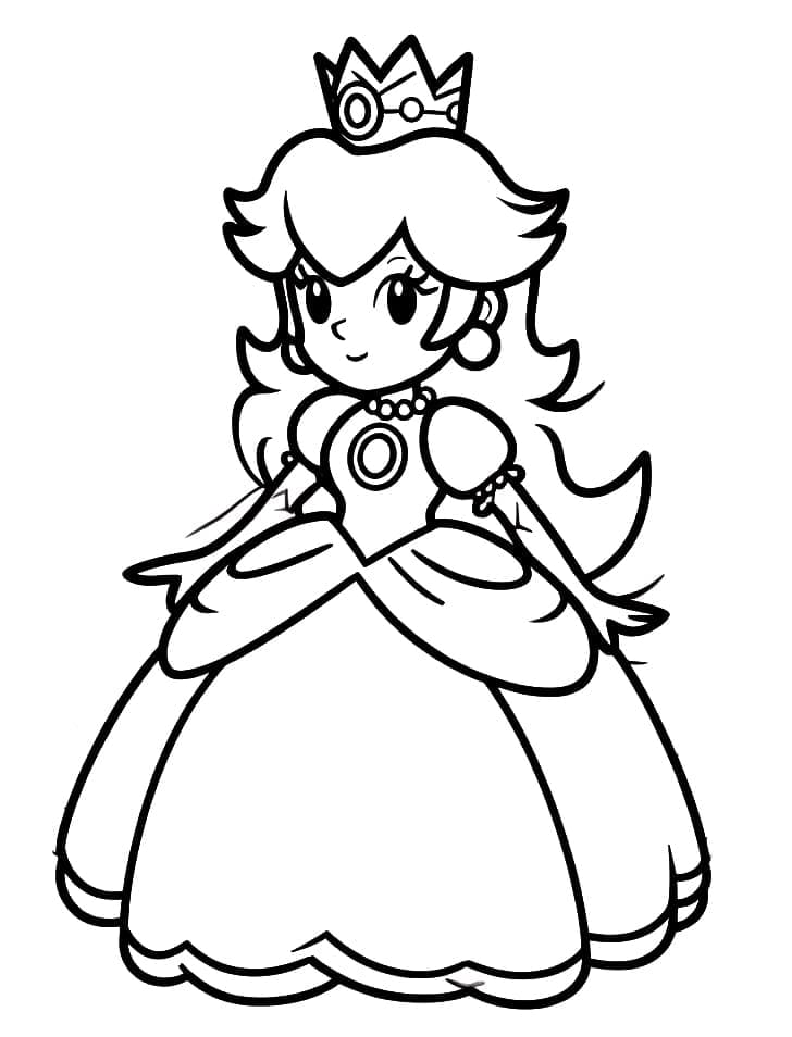 Obrázek princezny Peach k vytištění omalovánka