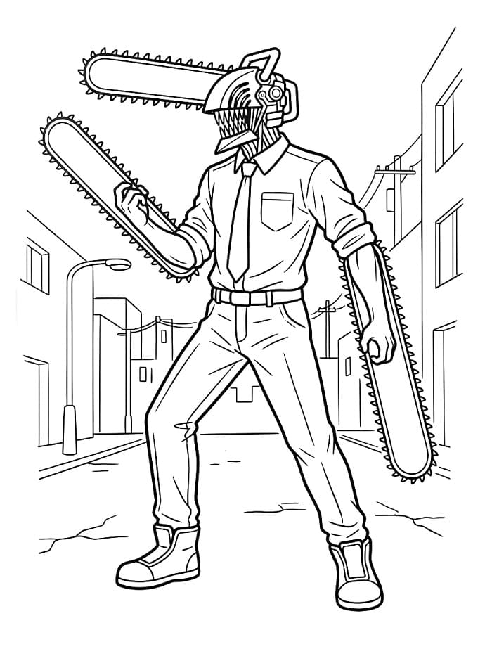 Pěkný Chainsaw Man omalovánka