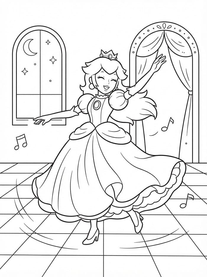 Přátelská princezna Peach omalovánka