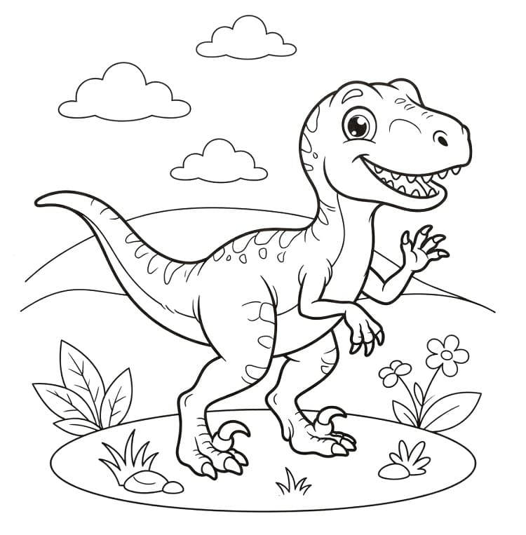 Přátelský Velociraptor omalovánka