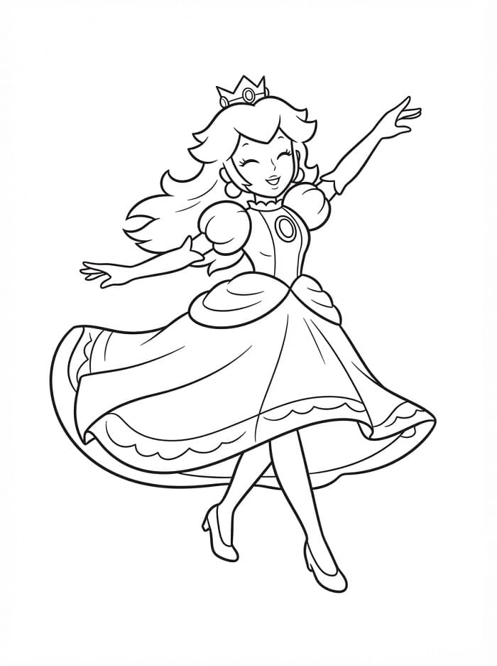 Princezna Peach k vytisknutí omalovánka