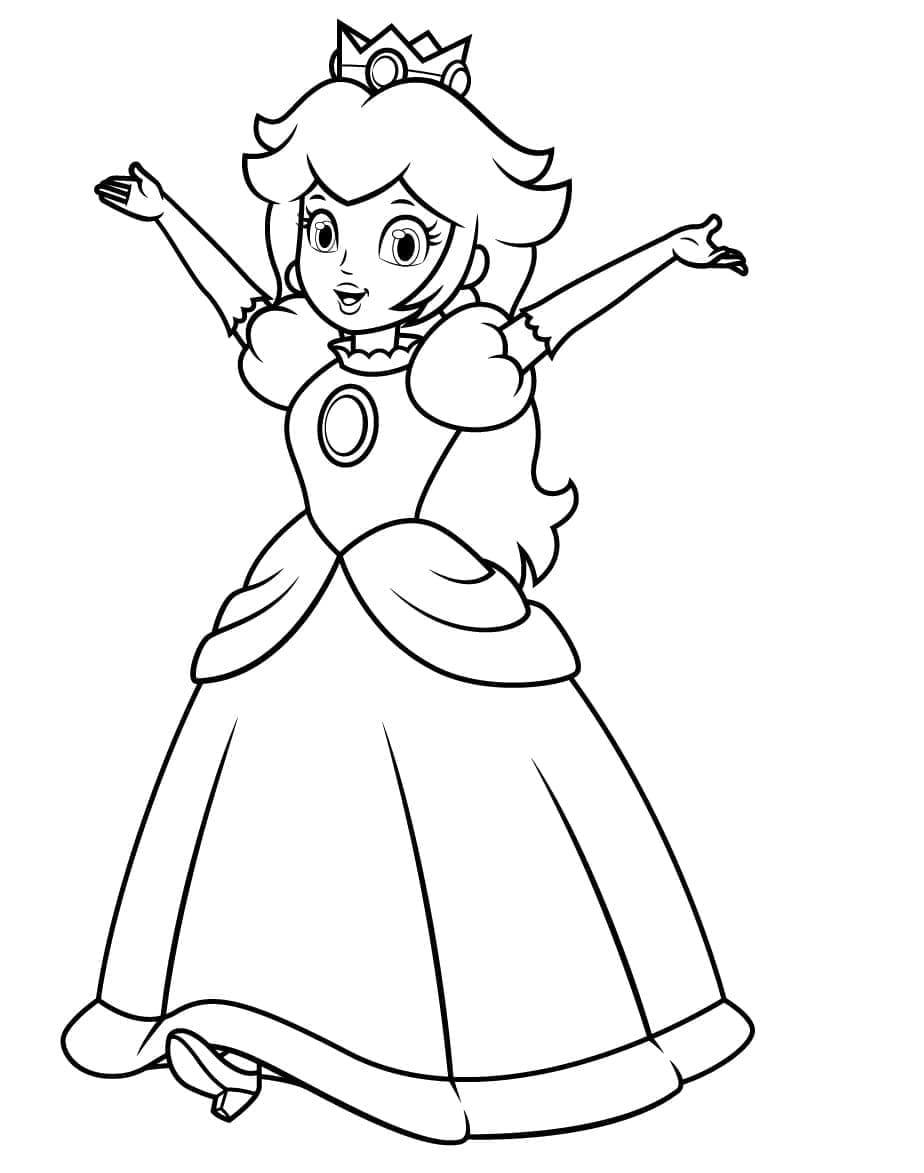 Princezna Peach zdarma pro děti omalovánka