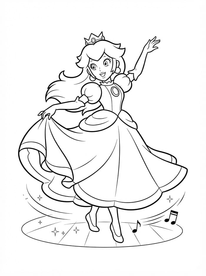 Princezna Peach zdarma omalovánka