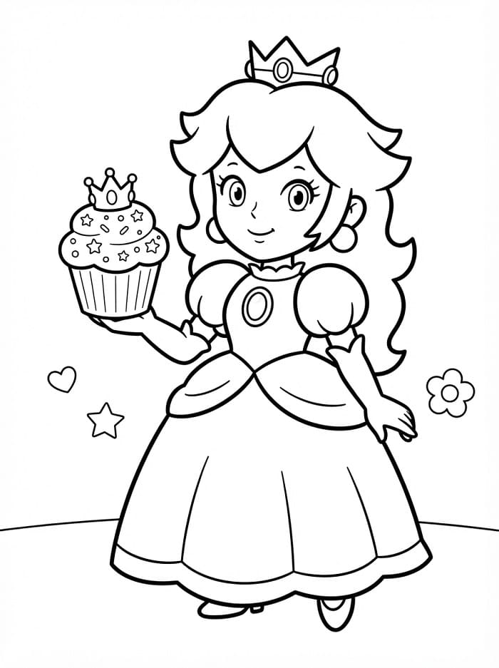 Princezna Peach ze hry Mario omalovánka