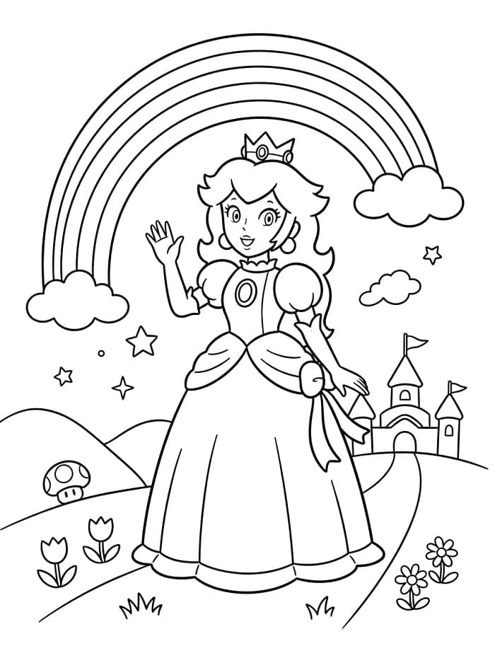 Půvabná princezna Peach omalovánka